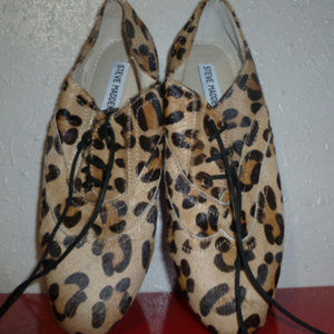 Madden Animal Print Calf Hair Lace up flat loafer